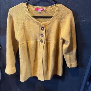 Girls Boden Yellow Cardigan Sweater with Three-Quarter Sleeves